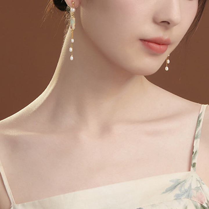 Pendientes colgantes curativos con perlas de piedra Shoushan, postes de plata de ley 925 con Buddha Stones