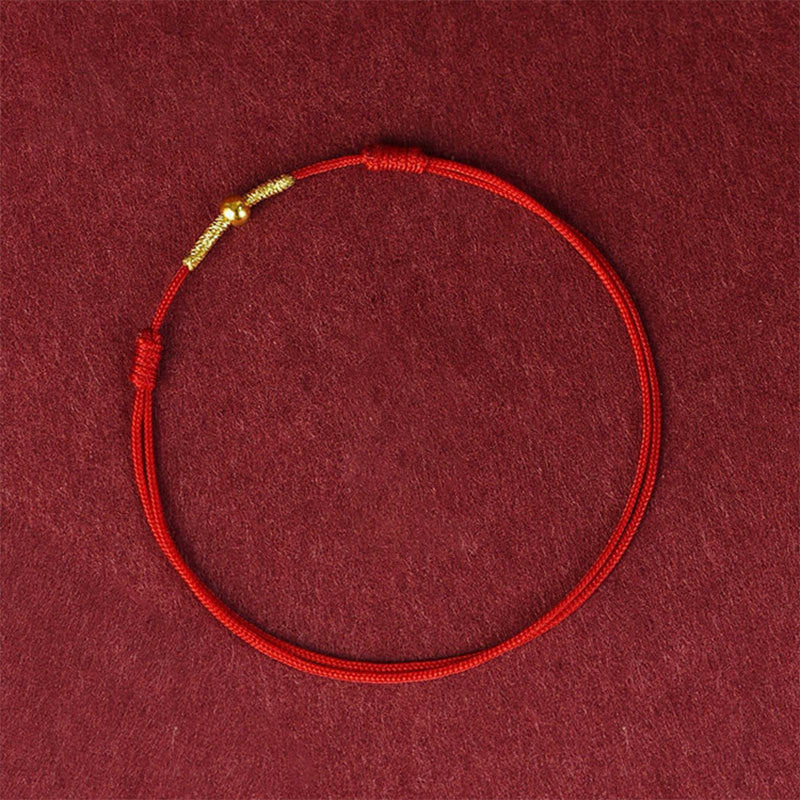 Buddha Stones Tobillera de pulsera de cuerda trenzada con protección de cuentas doradas de plata de ley 925
