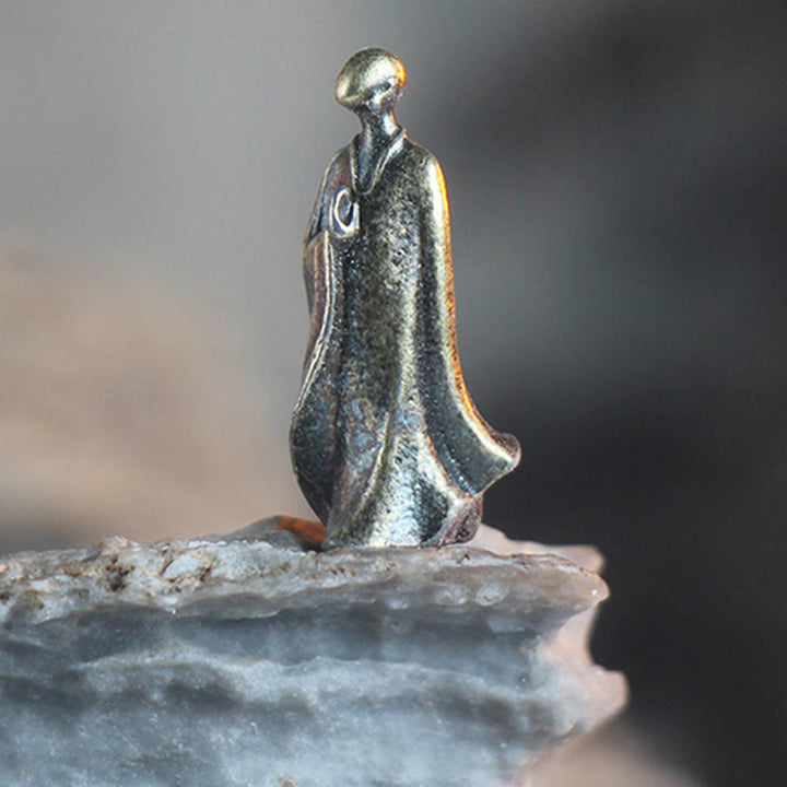 Buddha Stones Mini meditación Buda Metal monje serenidad decoración del hogar