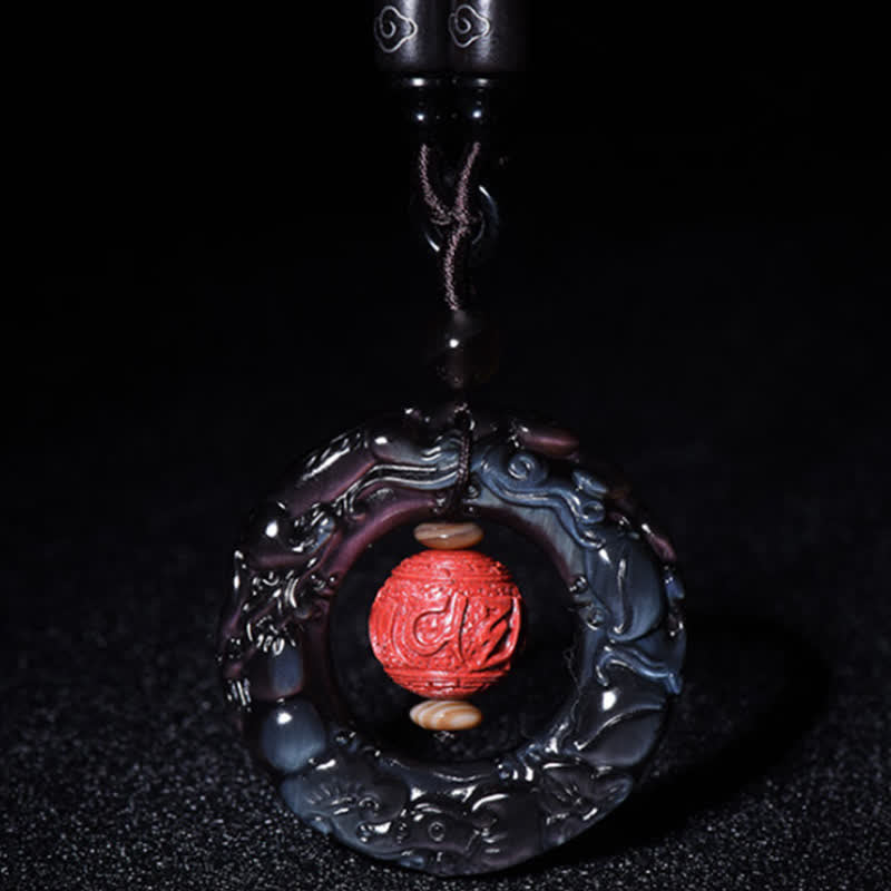 Colgante de collar curativo de cinabrio PiXiu de obsidiana arcoíris Natural FengShui de Buddha Stones - image 8