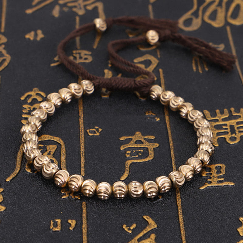 Pulsera de hilo de la suerte con cuentas de cobre hechas a mano tibetana con Buddha Stones