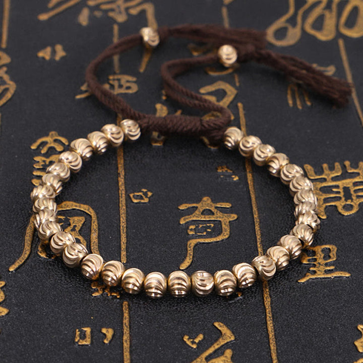 Pulsera de hilo de la suerte con cuentas de cobre hechas a mano tibetana con Buddha Stones