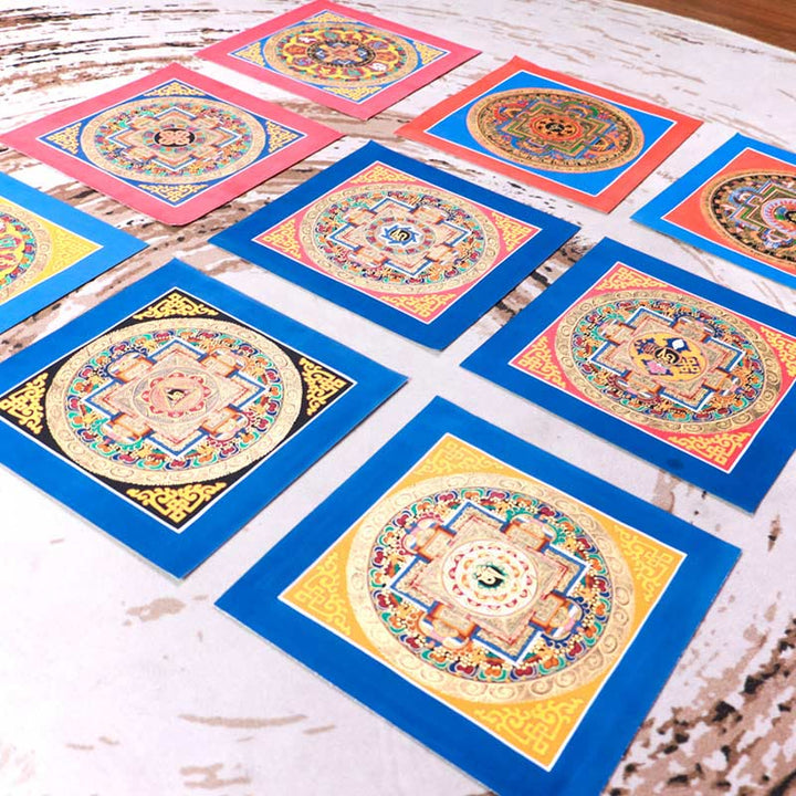 Caja ciega tibetana hecha a mano Thangka pintura bendición Thangka patrón de Color aleatorio