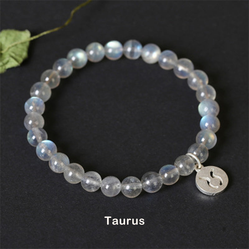 Pulsera con Encanto 12 Constelaciones del Zodíaco Piedra Lunar