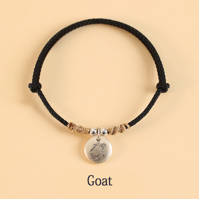 Pulsera trenzada de la suerte del zodíaco chino, hecha a mano, de plata de ley 999 con Buddha Stones, año del dragón