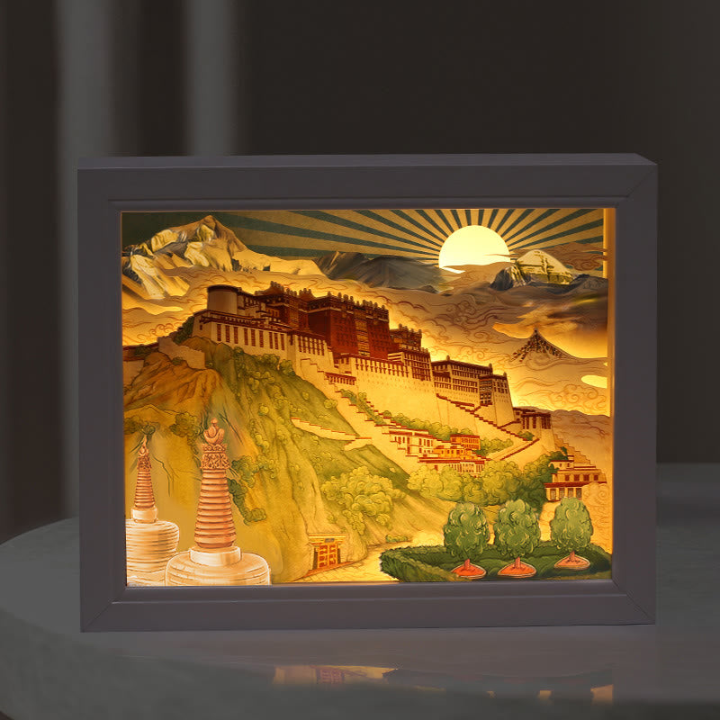Lámpara LED de papel del Palacio Potala del Tíbet, luces artísticas de noche, lámpara de mesa LED creativa