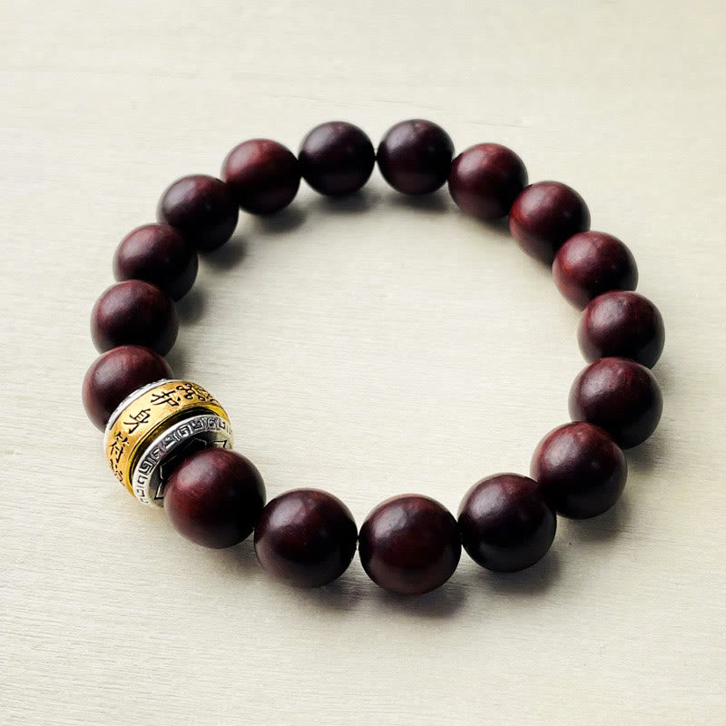 Pulsera de protección con amuleto de sándalo rojo y hoja pequeña de Buddha Stones