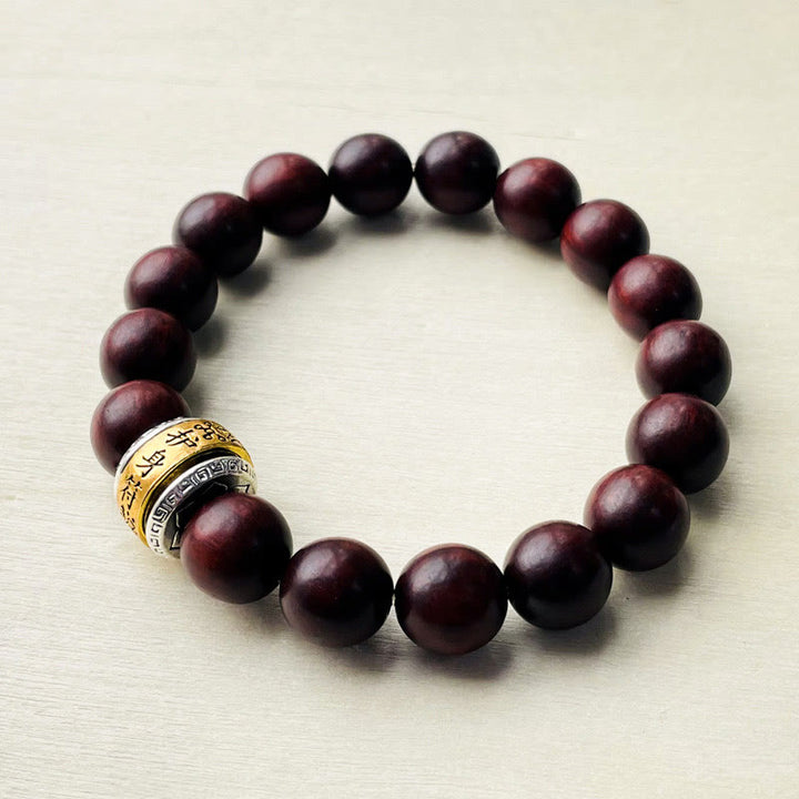 Pulsera de protección con amuleto de sándalo rojo y hoja pequeña de Buddha Stones
