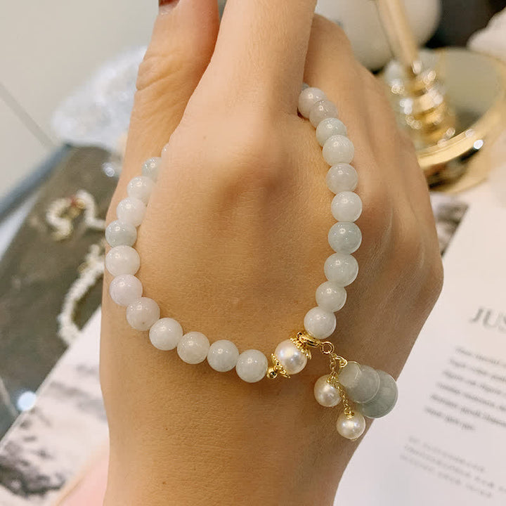 Pulsera de la suerte de la prosperidad de la calabaza de la perla del jade natural de las Buddha Stones