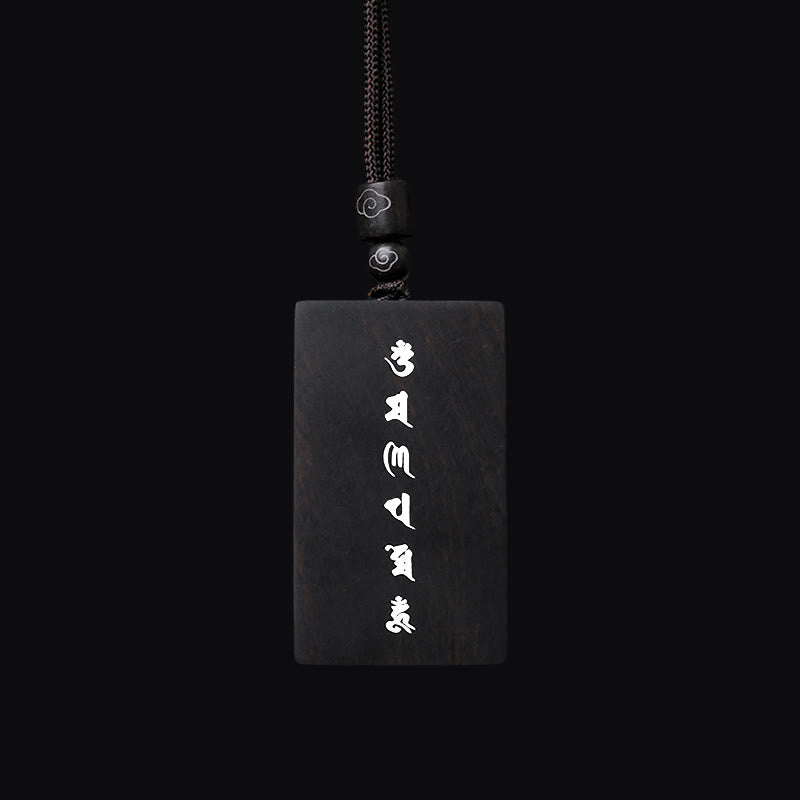 Buddha Stones de plata de ley 999, colgante de collar de protección con incrustaciones de madera de ébano de sándalo rojo y hoja pequeña Om Mani Padme Hum - image 11