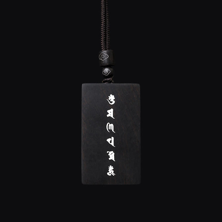Buddha Stones de plata de ley 999, colgante de collar de protección con incrustaciones de madera de ébano de sándalo rojo y hoja pequeña Om Mani Padme Hum - image 11