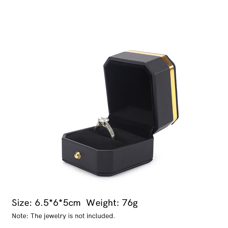Caja de almacenamiento de joyas Caja de regalo de cuero PU - Negro - Caja para anillos (6,5 x 6 x 5 cm) - image 13