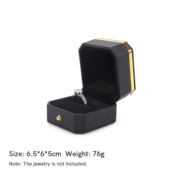 Caja de almacenamiento de joyas Caja de regalo de cuero PU - Negro - Caja para anillos (6,5 x 6 x 5 cm) - image 13
