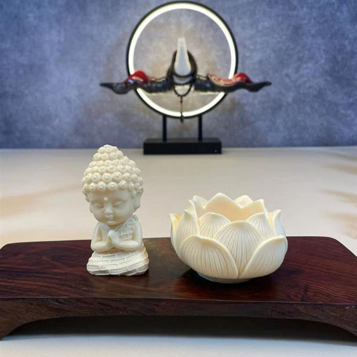 Buddha Stones Mini fruta de marfil Tathagata Buda Lotus Kwan Yin Avalokitesvara Manjusri Samantabhadra Serenity decoración de escritorio