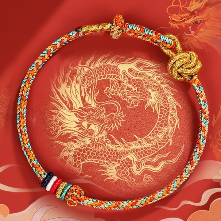 Pulsera de cuerda trenzada de protección de cuerda colorida Dunhuang hecha a mano con Buddha Stones
