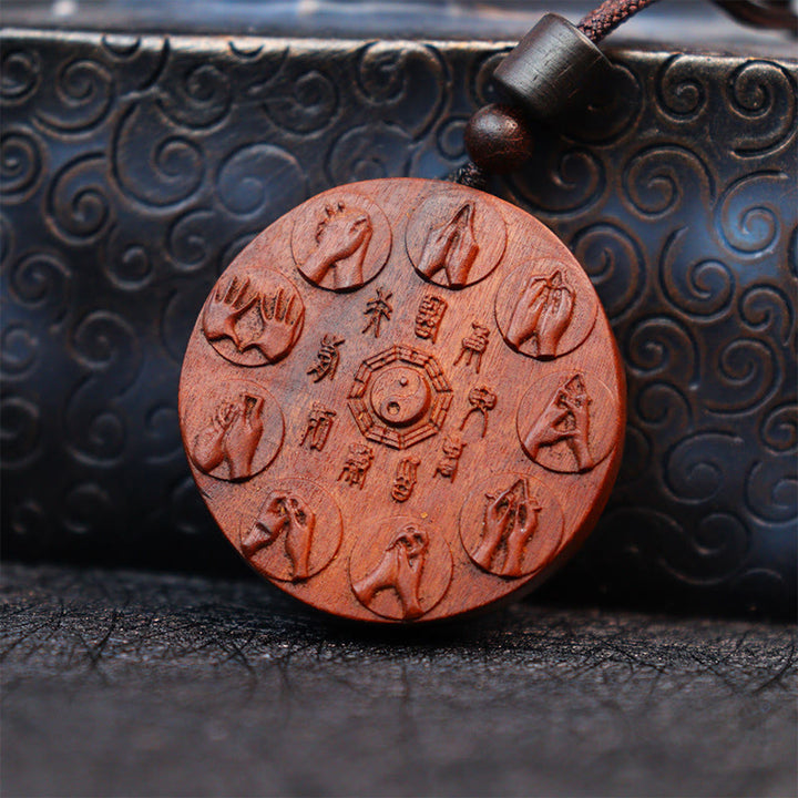 Buddha Stones, relámpago, madera de azufaifo, Yin Yang, Bagua, fantasmas de montaña, colgante de collar de protección para gastar dinero