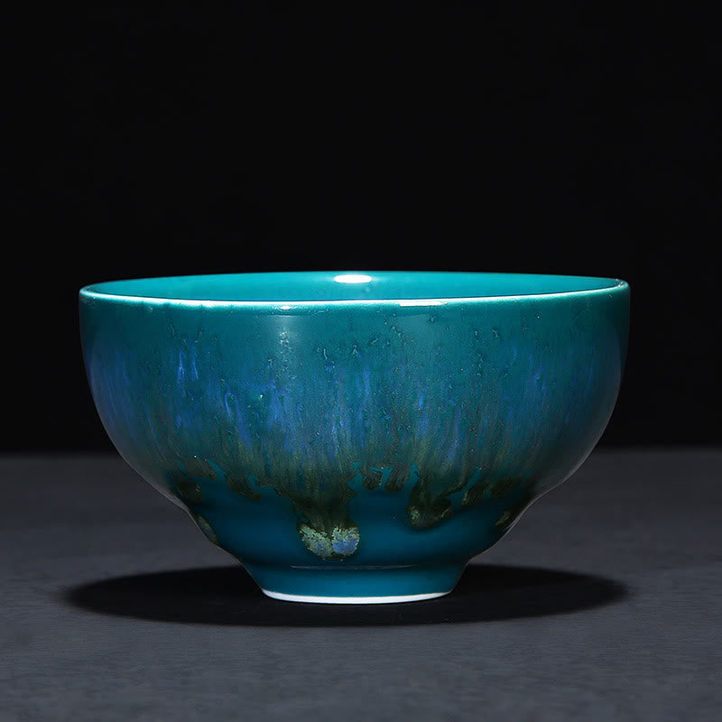 Taza de té de cerámica con cambio de horno de esmalte Jianzhan chino , Buddha Stones, taza de té Tenmoku Kung Fu
