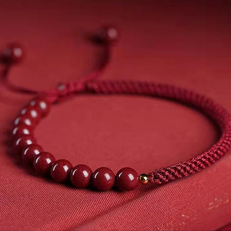 Pulsera de hilo de bendición con nudo King Kong de cinabrio natural con Buddha Stones