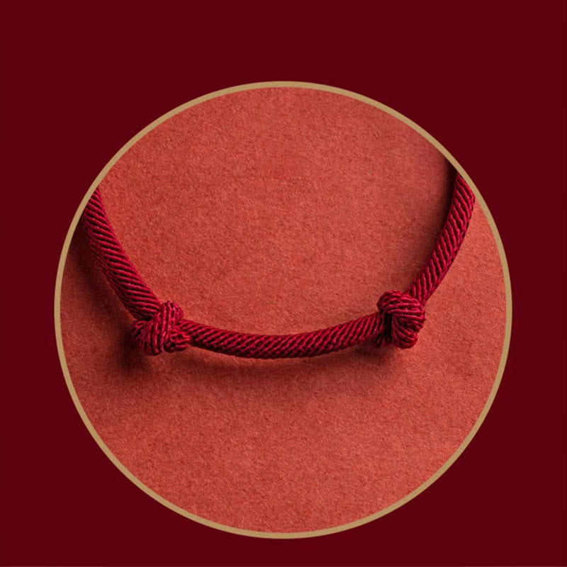 Pulsera trenzada hecha a mano con bendición de personaje Fu de plata de ley 925 con Buddha Stones