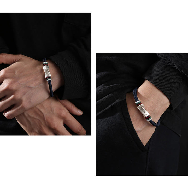 Pulsera con hebilla de cadena de bendición hecha a mano con Buddha Stones de plata de ley 999 con beneficios que fluyen desde todos los lados