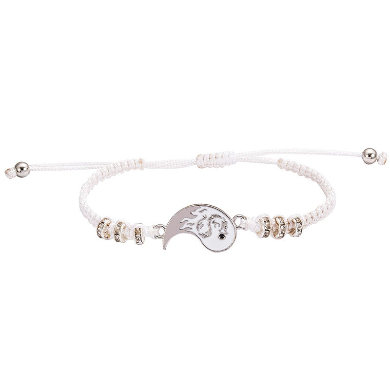 Buddha Stones 2 piezas Pulsera de pareja de dragón Yin Yang