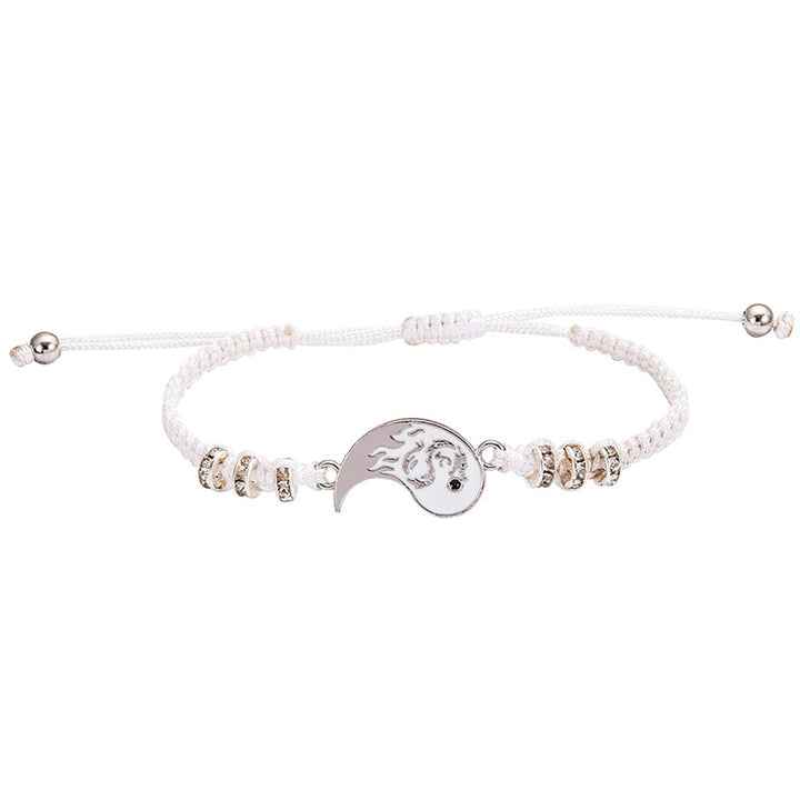 Buddha Stones 2 piezas Pulsera de pareja de dragón Yin Yang