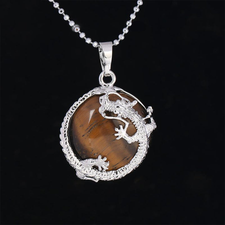 Colgante de collar de energía curativa de cristal de cuarzo Natural de dragón chino con Buddha Stones - Ojo de tigre - image 20