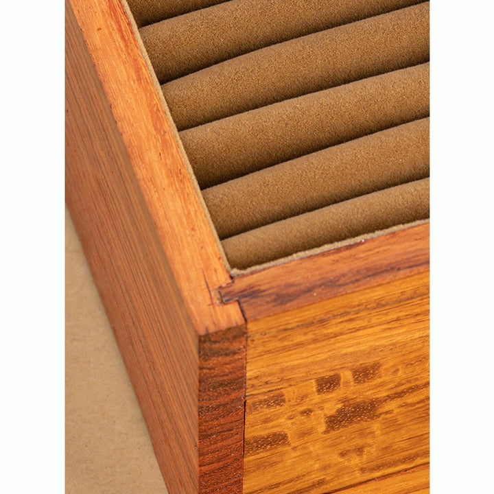 Caja de almacenamiento de joyería de palisandro hecha a mano antigua, caja organizadora de regalo de madera con flores de doble capa grande con cerradura