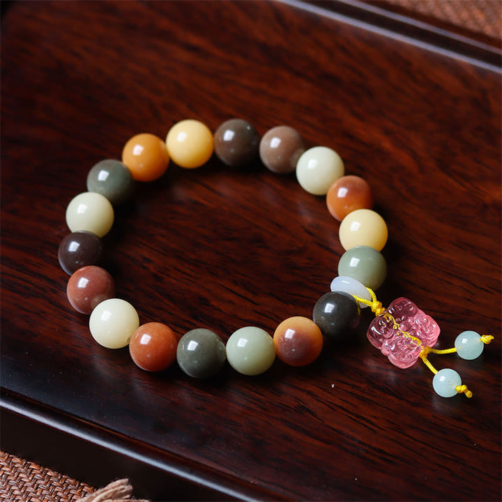Pulsera de la paz con dije de cristal Liuli, semilla de Bodhi, gradiente multicolor Natural, Buddha Stones