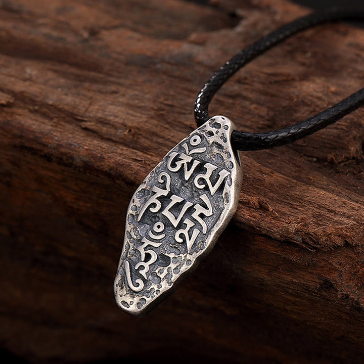 Colgante de plata de ley 925 tibetana con Buddha Stones Om Mani Padme Hum Dorje Vajra, colgante de fuerza grabado - image 16