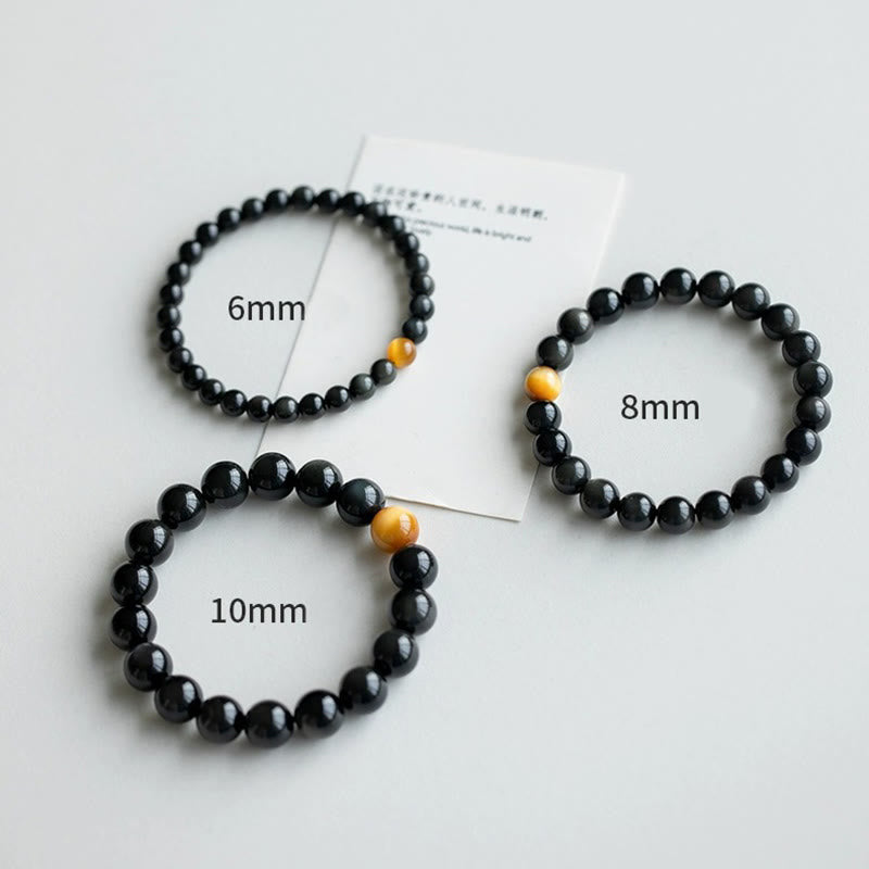 Pulsera de amor positivo con ojo de tigre y obsidiana arcoíris natural con Buddha Stones