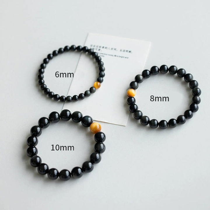 Pulsera de amor positivo con ojo de tigre y obsidiana arcoíris natural con Buddha Stones