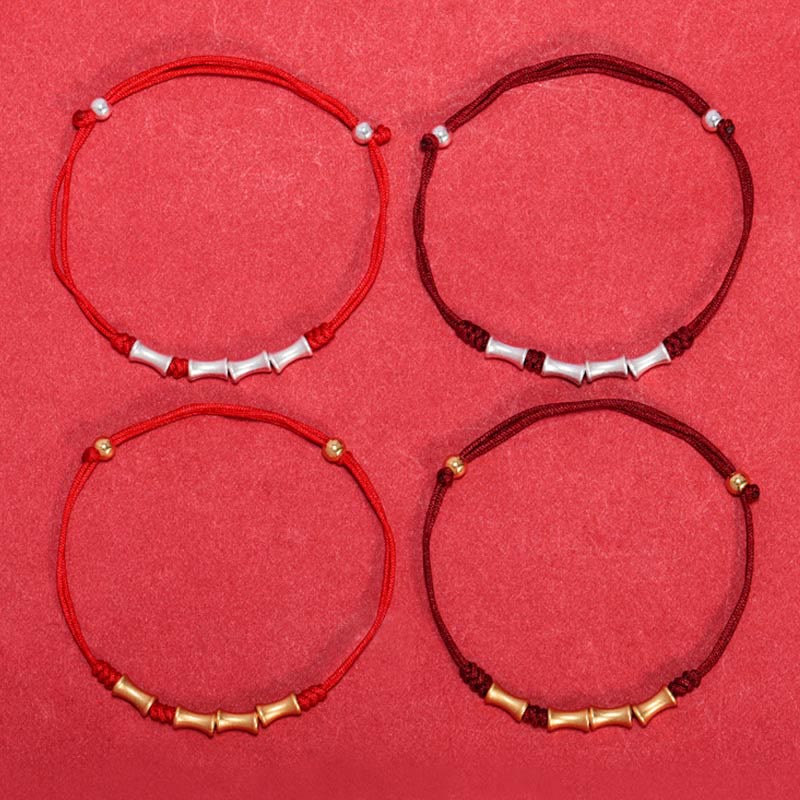 Pulsera trenzada de la suerte con diseño de bambú de plata de ley 925 con Buddha Stones