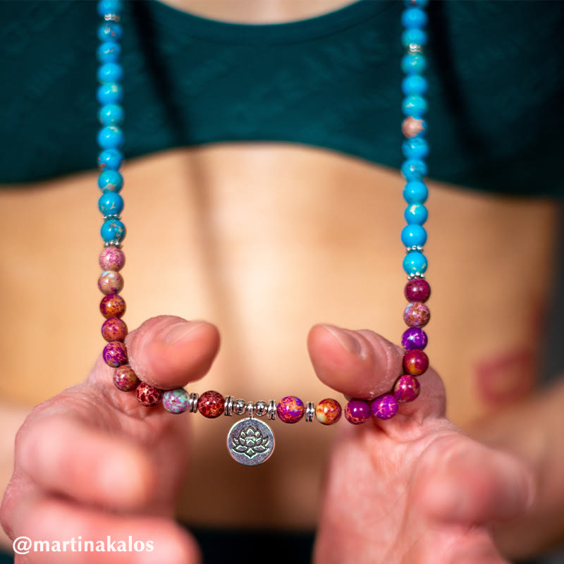 Buddha Stones Tibetano Púrpura Miano Real Bead Harmony Lotus Mala