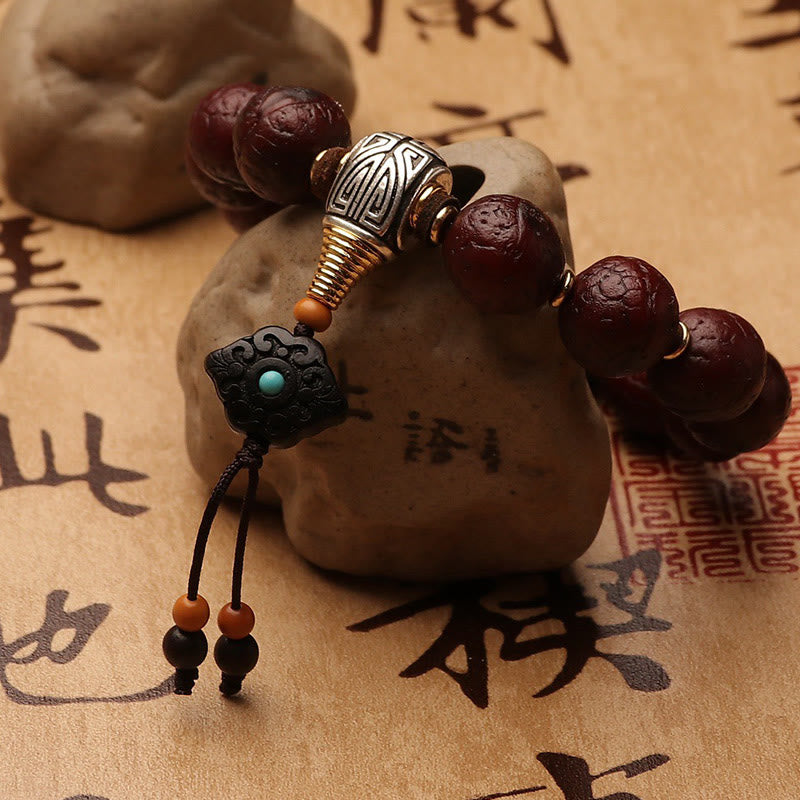 Cuenta de ágata de semilla de Bodhi tibetana, abalorio de borla de suerte y riqueza, Mala para muñeca