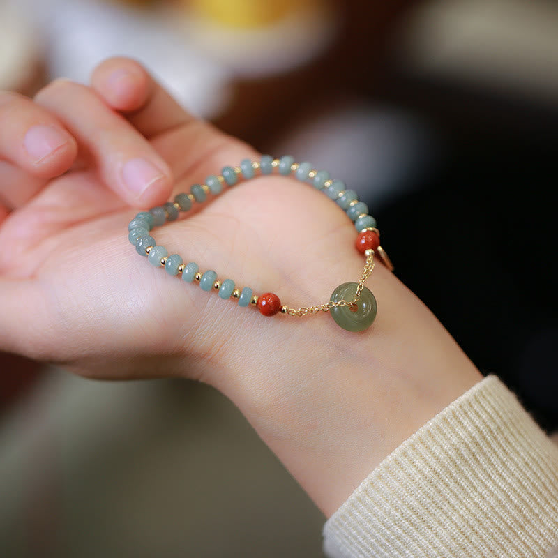 Pulsera de la suerte con hebilla de la paz, ágata roja, Jade Hetian Natural, Buddha Stones - image 3