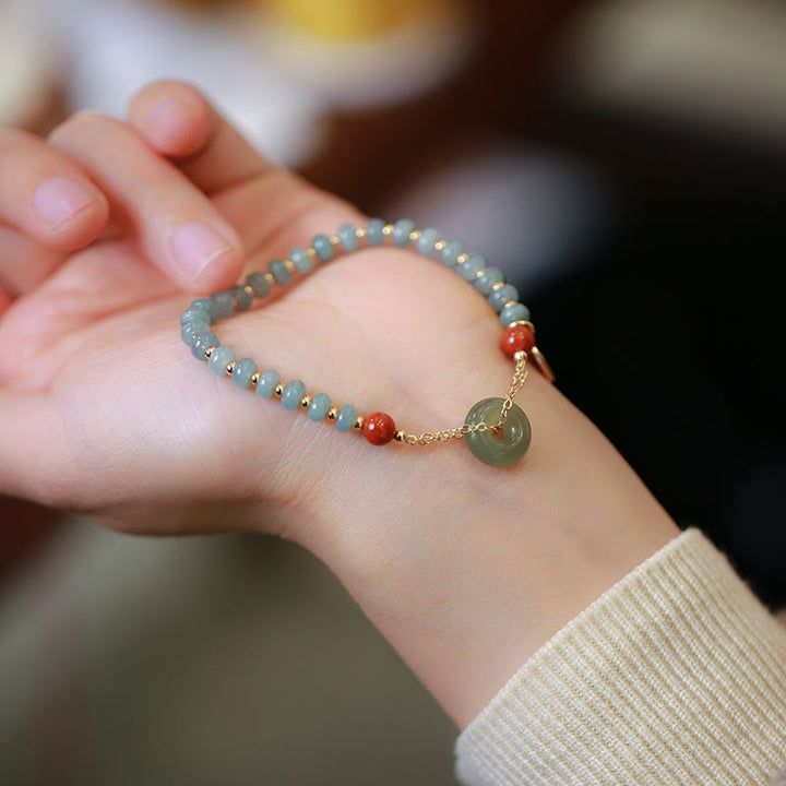 Pulsera de la suerte con hebilla de la paz, ágata roja, Jade Hetian Natural, Buddha Stones - image 3