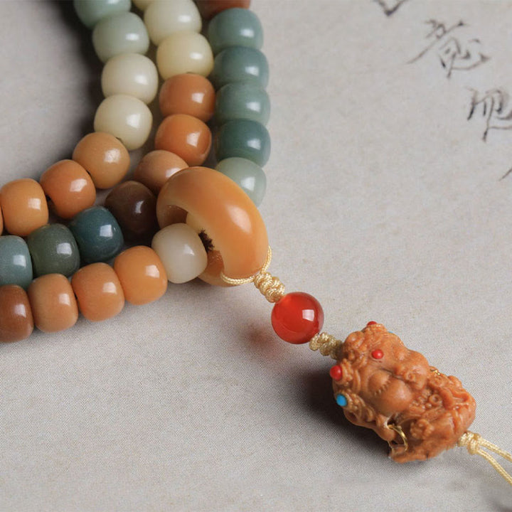 Buddha Stones 108 cuentas Mala gradiente semilla Bodhi Tara verde Buda grabado paz armonía pulsera