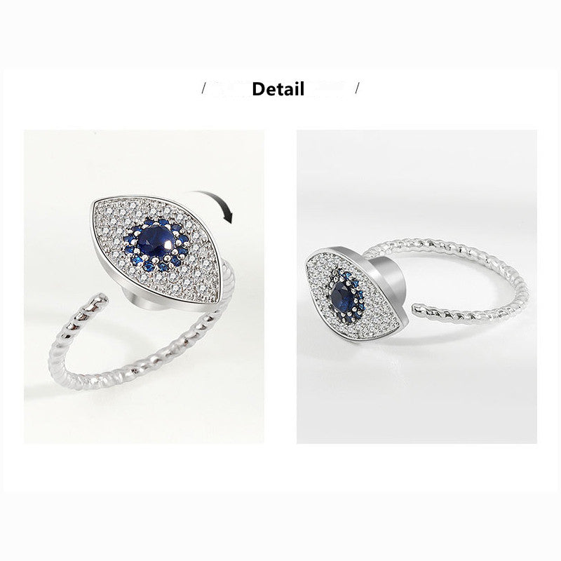 Anillo giratorio de plata de ley 925 con protección contra el mal de ojo
