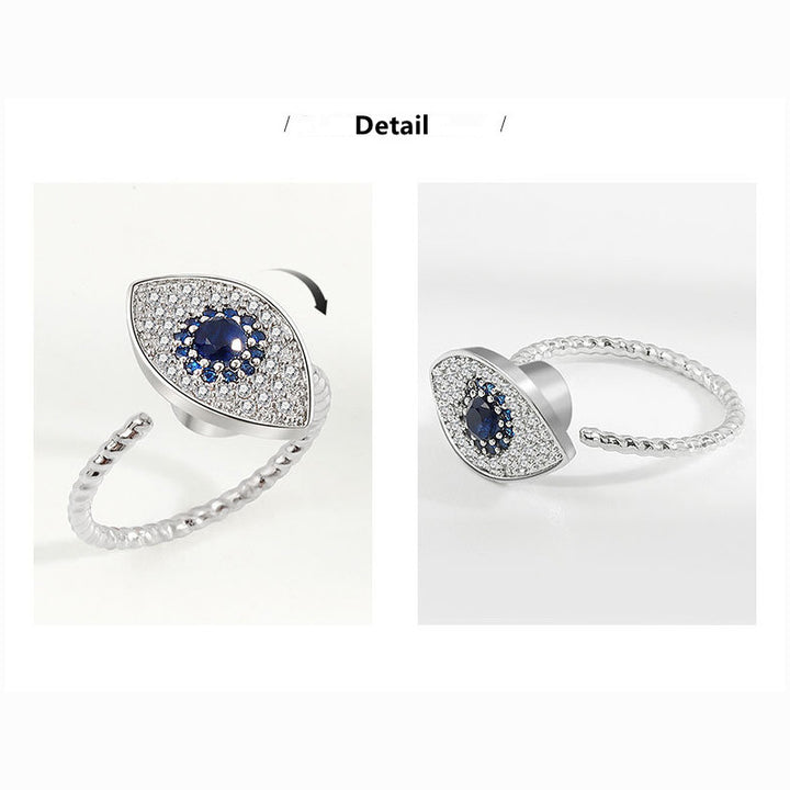 Anillo giratorio de plata de ley 925 con protección contra el mal de ojo