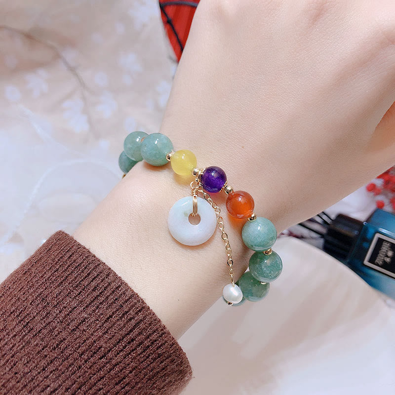 Pulsera de confianza con dije de hebilla de paz y ágata roja de jade con Buddha Stones