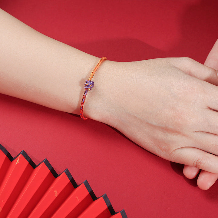 Pulsera de cuerda trenzada roja de oro púrpura colorida hecha a mano con Buddha Stones