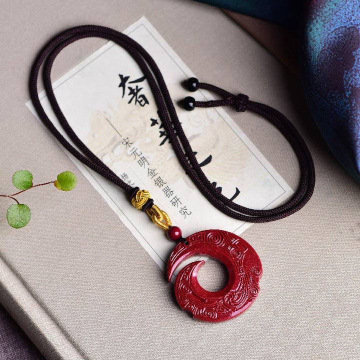 Collar con colgante de bendición de cinabrio natural con diseño de Buddha Stones que mejora la suerte