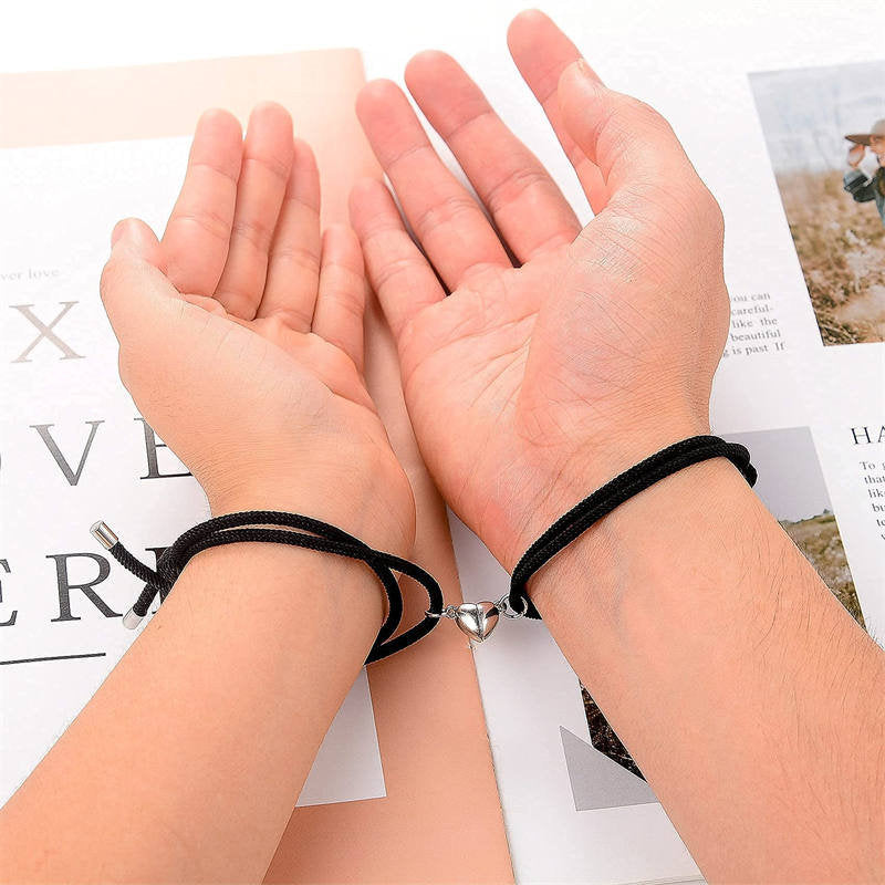Pulsera de fuerza de cuerda de pareja magnética de amor de 2 piezas