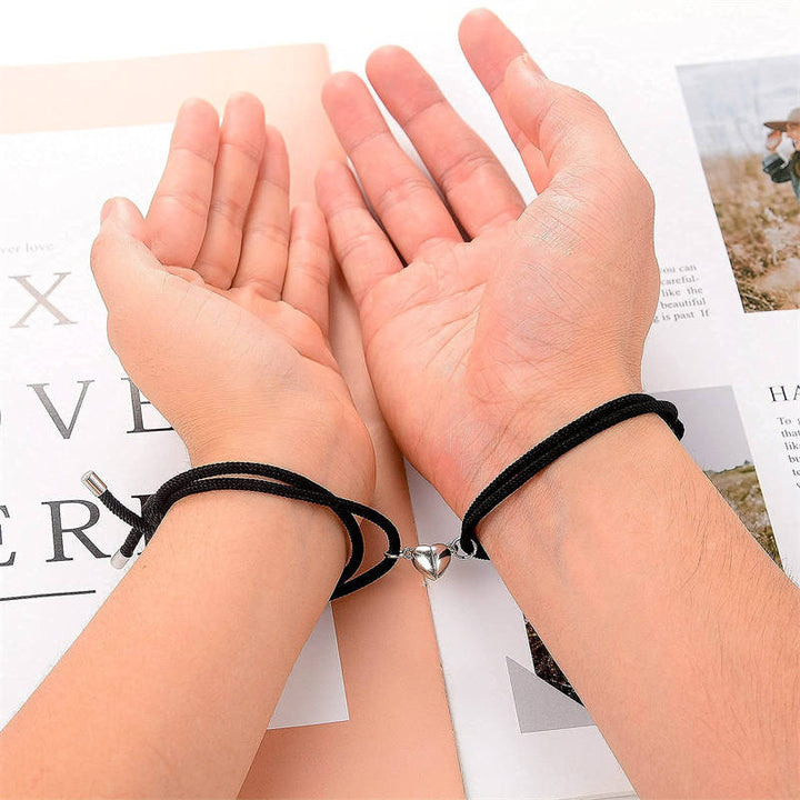 Pulsera de fuerza de cuerda de pareja magnética de amor de 2 piezas
