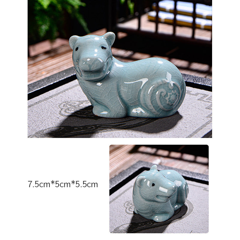 Buddha Stones zodiaco chino riqueza cerámica té mascota hogar estatuilla decoración
