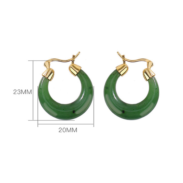 Pendientes colgantes de la suerte de jade cian hetiano redondo natural chapado en plata de ley 925 con Buddha Stones