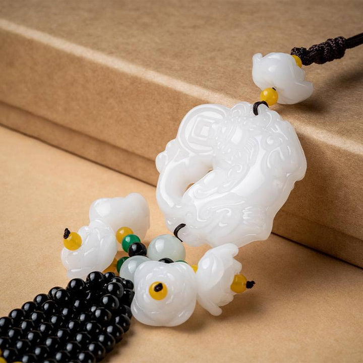 Buddha Stones FengShui Jade PiXiu bendición coche colgante decoración