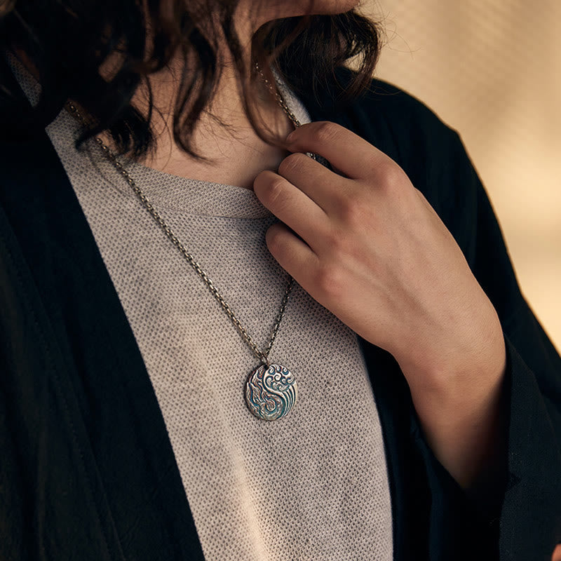 Collar con colgante de equilibrio de agua y fuego Yin Yang de plata de ley 990 con Buddha Stones - image 11