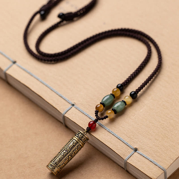 Buddhastoneshop Tibet Om Mani Padme Hum Ágata Shurangama Sutra Collar de protección colgante - image 7